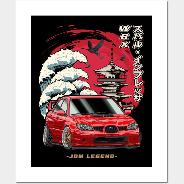 Nippon Red Subie Impreza WRX STi Hawk Eye Wall Art by Guyvit